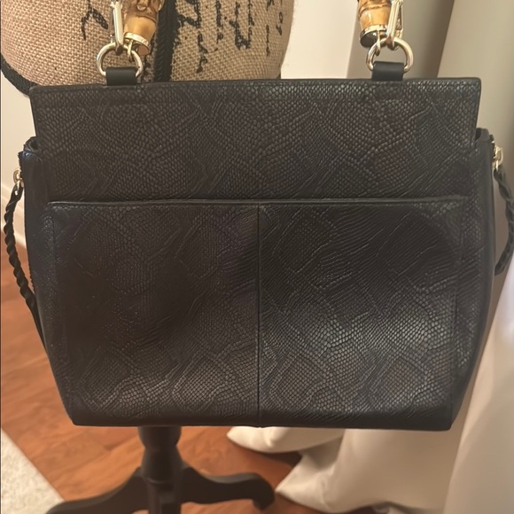 ELAINE TURNER Elegant Black Handbag Snakeskin - Picture 10 of 15